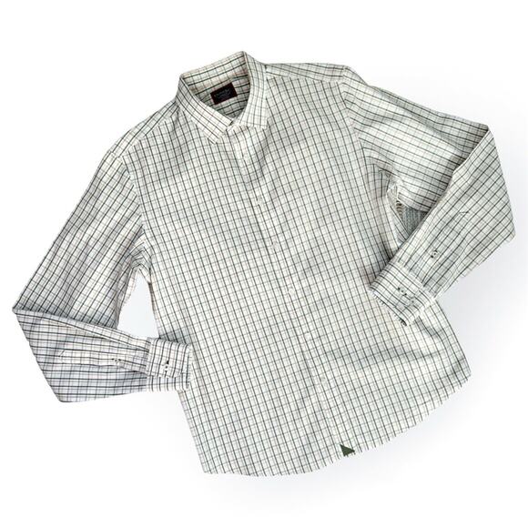 Untuckit Benmarl White Green Tan Long Sleeves Button Up Shirt Men’s Size Medium - Picture 1 of 6